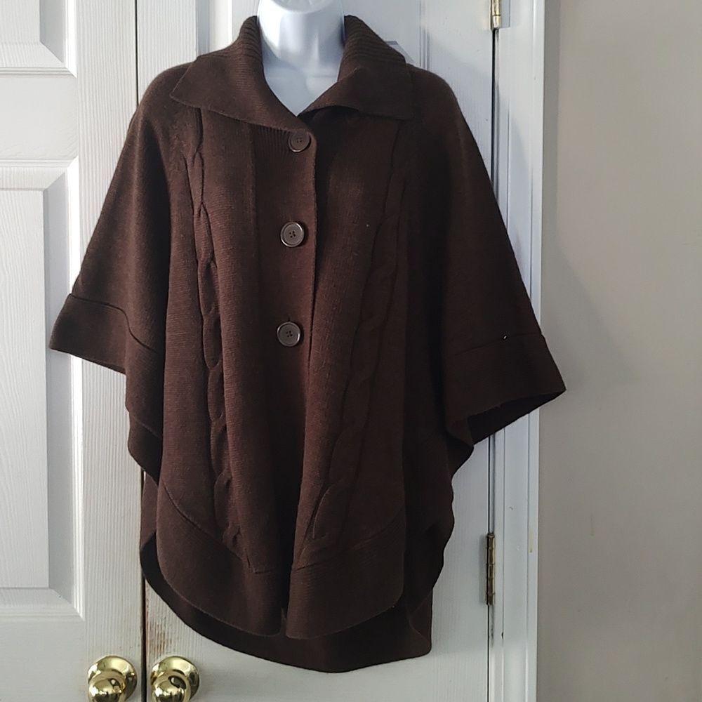 Croft & Barrow draped cardigan poncho button front  Sz S/M